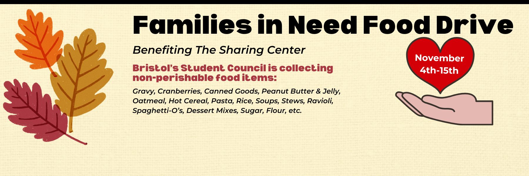 Food Drive November 4-15, 2024